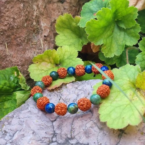 Rudraksha - Kvarc Lapis Lazuli karkötő